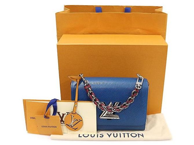 Louis Vuitton Borsa a tracolla Twist MM in pelle Epi blu - vista 2