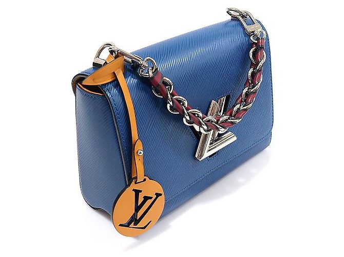 Louis Vuitton Borsa a tracolla Twist MM in pelle Epi blu - vista 3