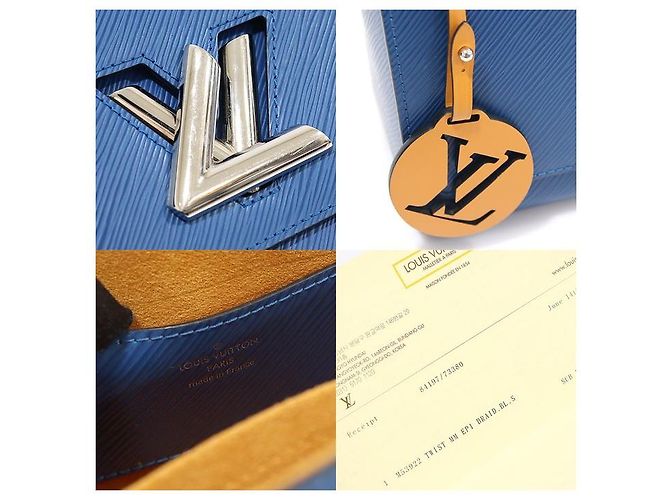 Louis Vuitton Borsa a tracolla Twist MM in pelle Epi blu - vista 7