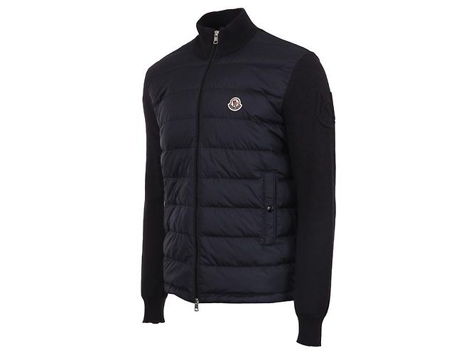 Moncler Cardigan de algodão acolchoado com fecho de correr Azul - vista 3
