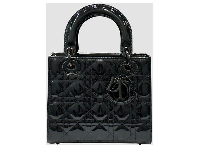 Cannage Dior Lady Patent Small All Black Nero - vista 2