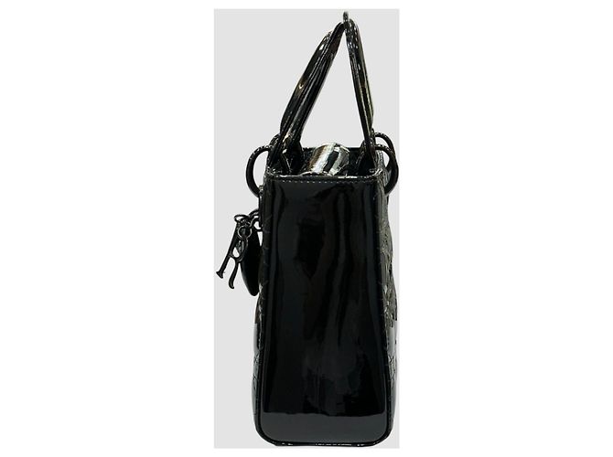 Cannage Dior Lady Patent Small All Black Nero - vista 3