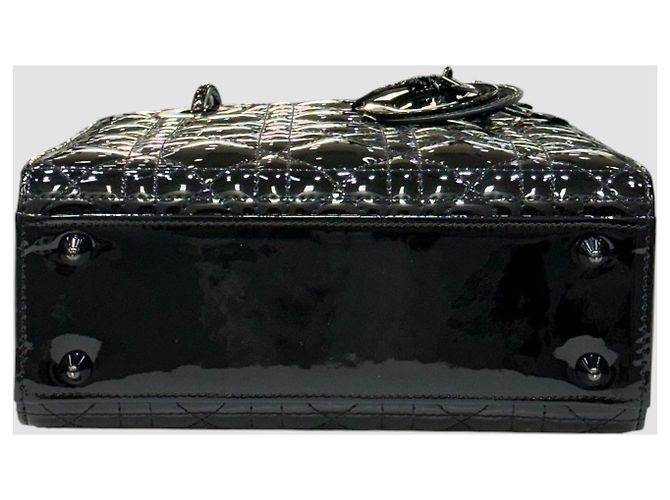 Cannage Dior Lady Patent Small All Black Nero - vista 6