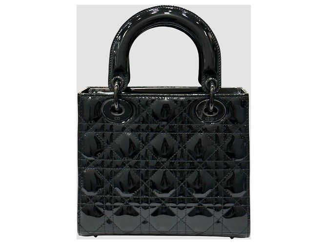 Cannage Dior Lady Patent Small All Black Nero - vista 7