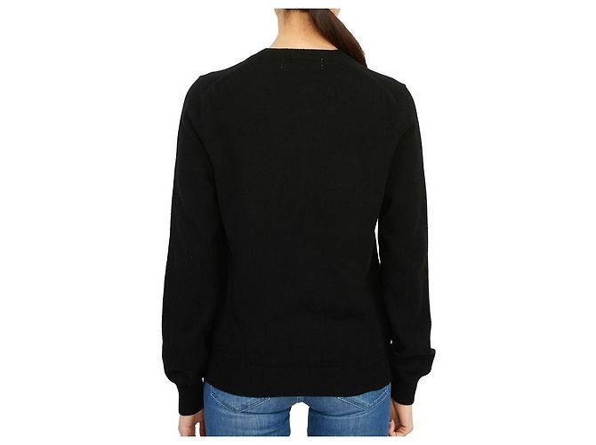 Comme Des Garcons AZ Wollstrickjacke für Damen mit Mini-Herz-Aufnäher in Rot Schwarz - Ansicht 6