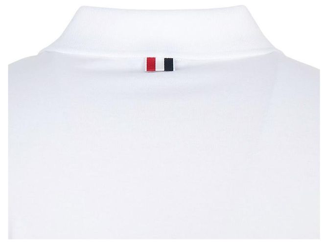 Thom Browne Three Stripes Tab Polo Herren Kurzarm-T-Shirt Relaxed Fit Silber - Ansicht 5