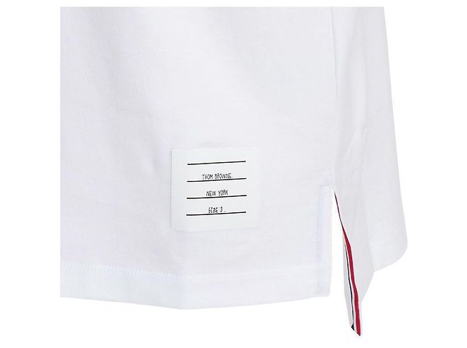 Thom Browne Three Stripes Tab Polo Herren Kurzarm-T-Shirt Relaxed Fit Silber - Ansicht 6