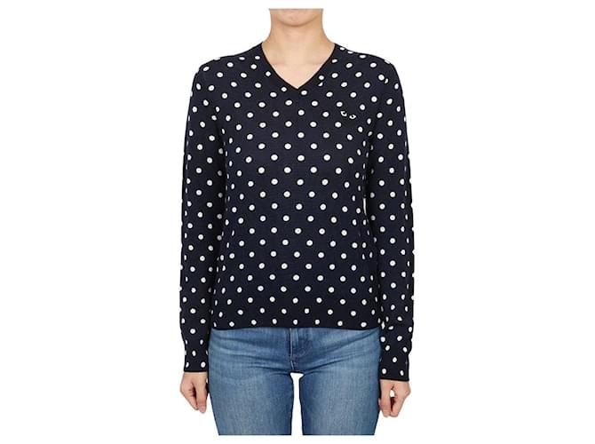 Comme Des Garcons Strickware für Damen mit schwarzem Punkt-Patch - Ansicht 2