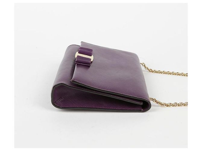 Salvatore Ferragamo Borsa a tracolla e crossbody Genie in pelle Saffiano viola Porpora - vista 4