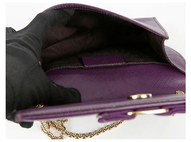 Salvatore Ferragamo Borsa a tracolla e crossbody Genie in pelle Saffiano viola Porpora - vista 6