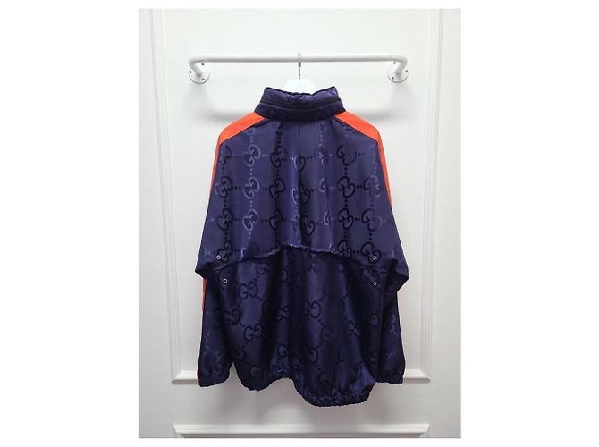 Gucci Anorak con cappuccio in nylon Jumbo GG Blu - vista 5