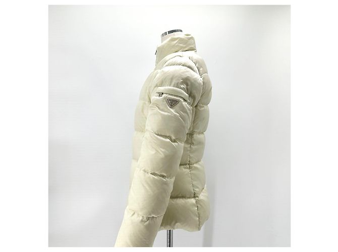Prada Triangle Logo Re-Nylon Short Padded Jacket White - view 4