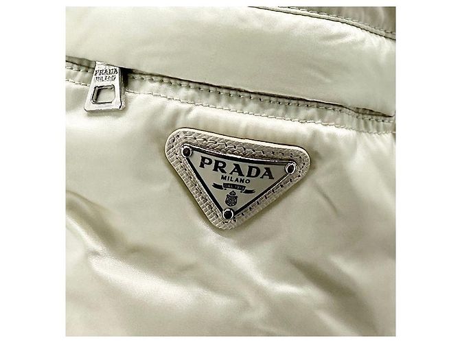 Prada Triangle Logo Re-Nylon Short Padded Jacket White - view 7