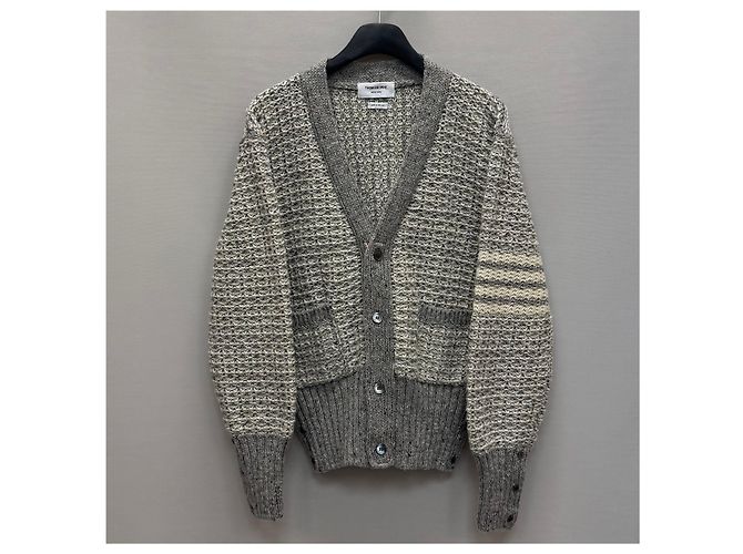 Thom Browne Klassischer Mohair-Tweed-Cardigan Braun - Ansicht 2
