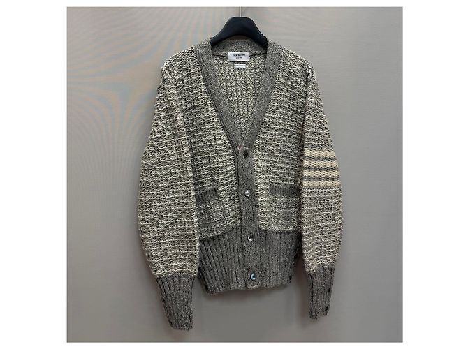 Thom Browne Klassischer Mohair-Tweed-Cardigan Braun - Ansicht 3