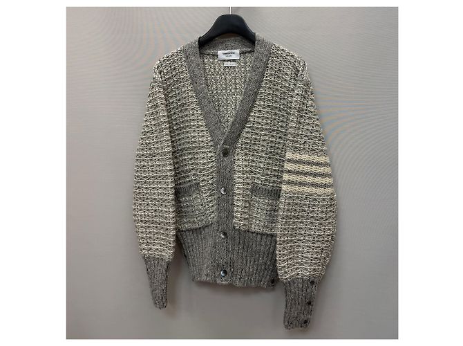 Thom Browne Klassischer Mohair-Tweed-Cardigan Braun - Ansicht 4