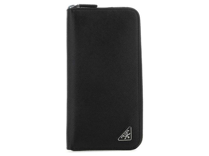 Prada Saffiano Zip Long Wallet Black - view 4