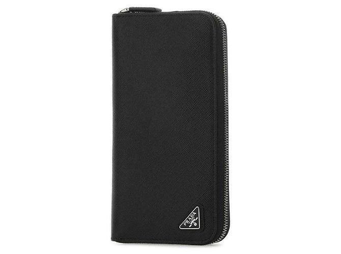 Prada Saffiano Zip Long Wallet Black - view 5