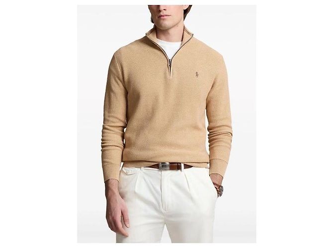 Ralph Lauren Strickpullover mit halbem Reißverschluss und Pony-Logo Braun - Ansicht 6