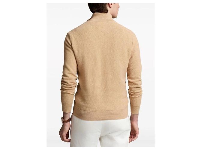 Ralph Lauren Strickpullover mit halbem Reißverschluss und Pony-Logo Braun - Ansicht 7