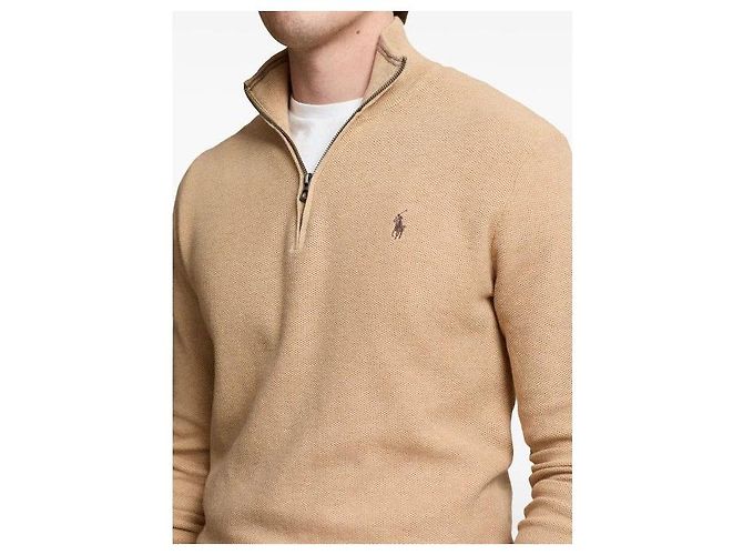 Ralph Lauren Strickpullover mit halbem Reißverschluss und Pony-Logo Braun - Ansicht 8