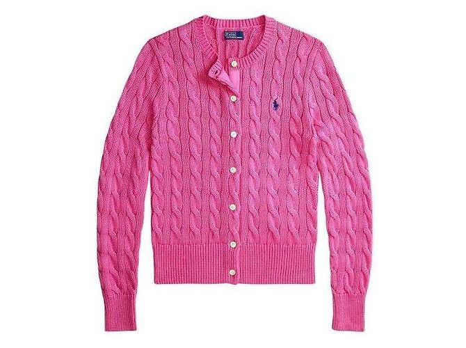 Ralph Lauren Strickjacke aus Baumwolle mit Zopfmuster und Pony-Logo-Stickerei - Ansicht 4