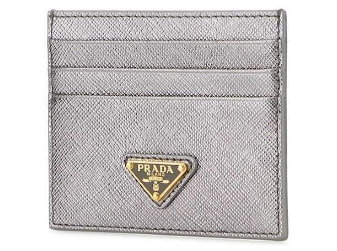 Prada Saffiano Triangle Kartenetui Silber - Ansicht 5
