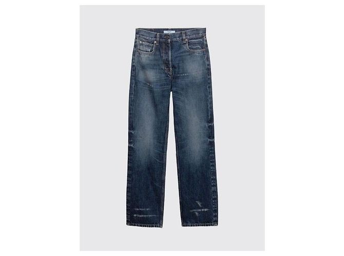 Prada Jeans in denim a gamba dritta lavati Blu - vista 4