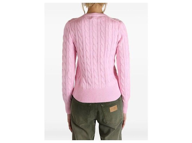 Ralph Lauren Strickjacke aus Baumwolle mit Zopfmuster und Pony-Logo-Stickerei Pink - Ansicht 5