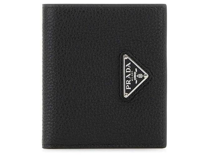 Prada Cartera compacta triangular de cuero Negro - vista 4