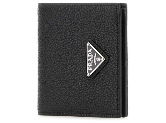 Prada Cartera compacta triangular de cuero Negro - vista 5
