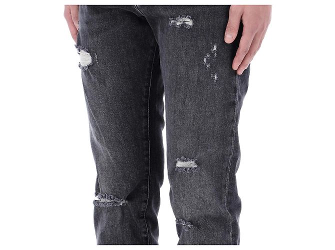 Dolce & Gabbana Distressed Denim Hose mit Inch Lucky Chance Logo Schwarz - Ansicht 12