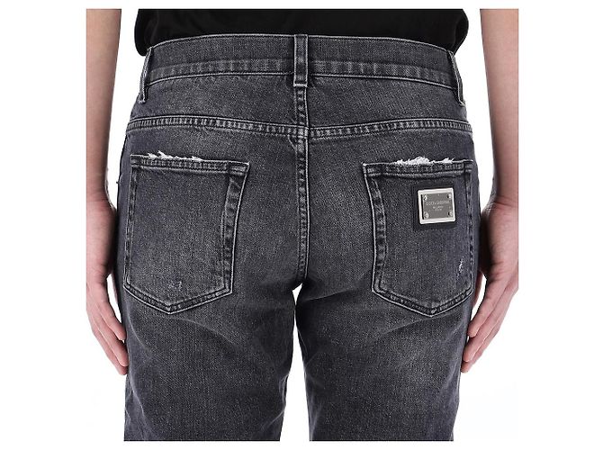 Dolce & Gabbana Distressed Denim Hose mit Inch Lucky Chance Logo Schwarz - Ansicht 13