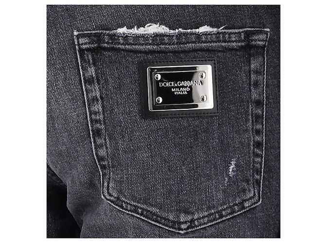 Dolce & Gabbana Distressed Denim Hose mit Inch Lucky Chance Logo Schwarz - Ansicht 14