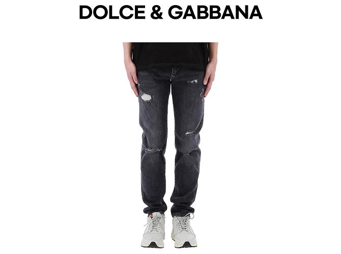 Dolce & Gabbana Distressed Denim Hose mit Inch Lucky Chance Logo Schwarz - Ansicht 5