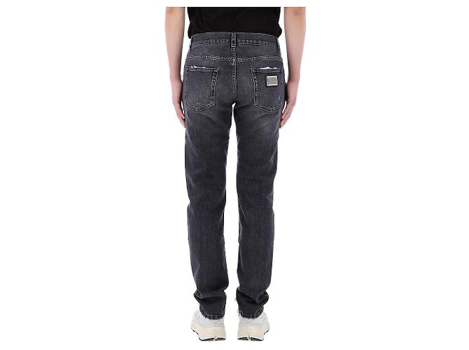 Dolce & Gabbana Distressed Denim Hose mit Inch Lucky Chance Logo Schwarz - Ansicht 7