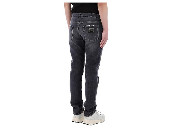 Dolce & Gabbana Distressed Denim Hose mit Inch Lucky Chance Logo Schwarz - Ansicht 8