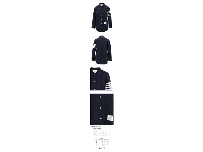 Thom Browne Chaqueta-camisa de punto asimétrica para mujer Navy Negro - vista 2