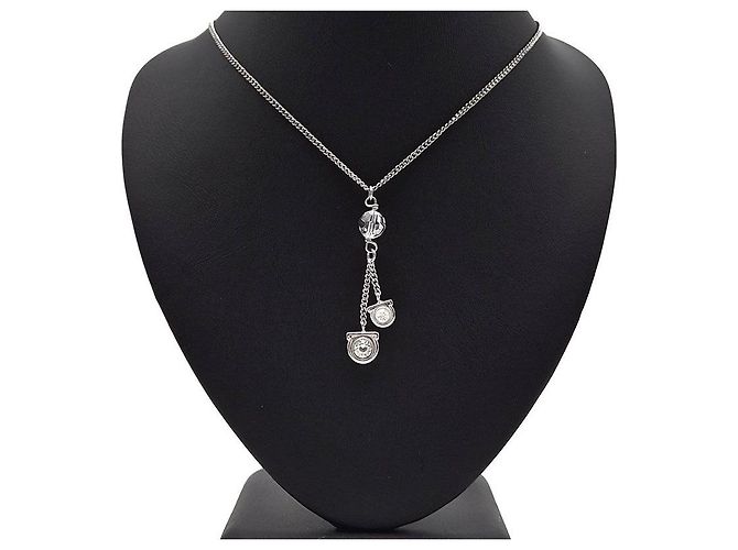 Salvatore Ferragamo Collana Double Gancini con cristalli Argento - vista 2