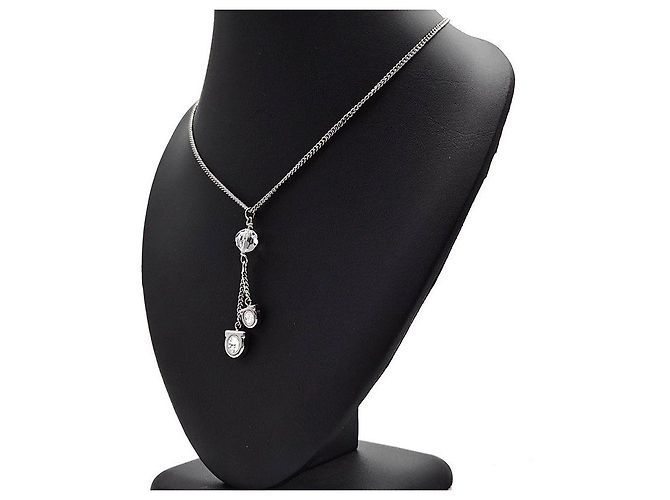 Salvatore Ferragamo Collana Double Gancini con cristalli Argento - vista 3