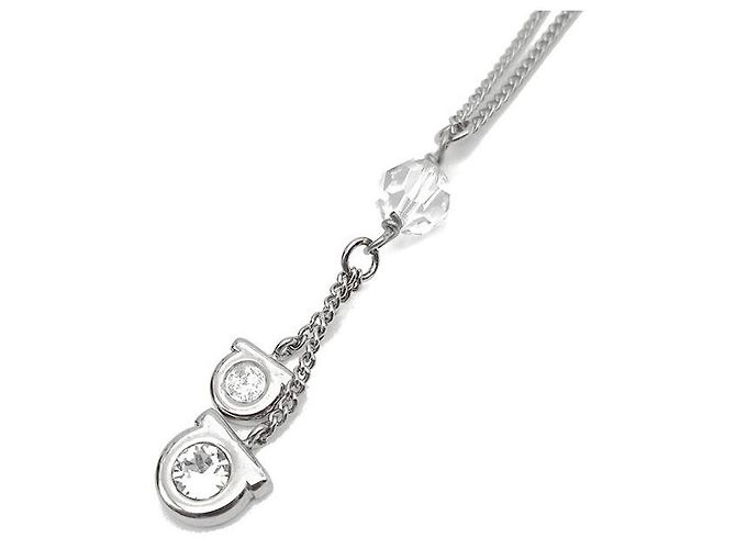 Salvatore Ferragamo Collana Double Gancini con cristalli Argento - vista 5