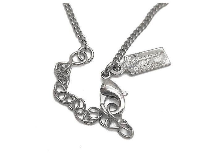 Salvatore Ferragamo Collana Double Gancini con cristalli Argento - vista 6