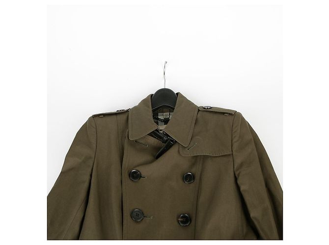 Burberry Baumwoll-Trenchcoat-Halbjacke, Farbe Khaki, Größe Braun - Ansicht 3
