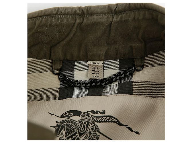 Burberry Baumwoll-Trenchcoat-Halbjacke, Farbe Khaki, Größe Braun - Ansicht 4