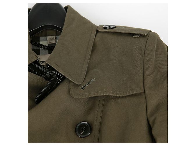 Burberry Baumwoll-Trenchcoat-Halbjacke, Farbe Khaki, Größe Braun - Ansicht 5