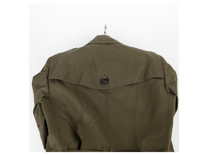 Burberry Baumwoll-Trenchcoat-Halbjacke, Farbe Khaki, Größe Braun - Ansicht 9
