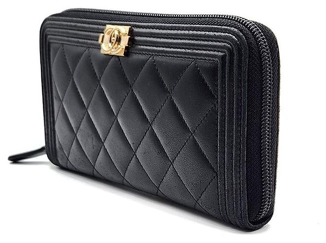 Chanel Portafoglio lungo Boy in agnello Nero - vista 2