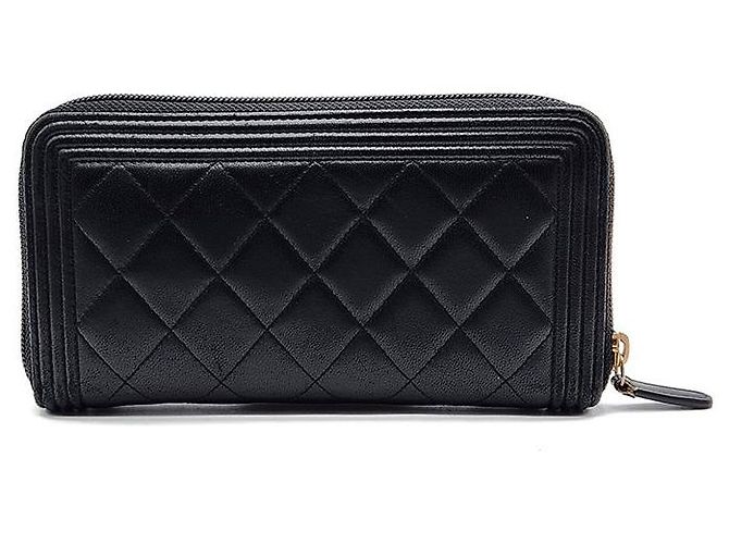 Chanel Portafoglio lungo Boy in agnello Nero - vista 3