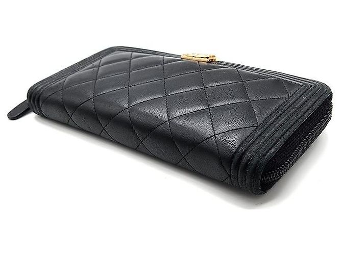 Chanel Portafoglio lungo Boy in agnello Nero - vista 4