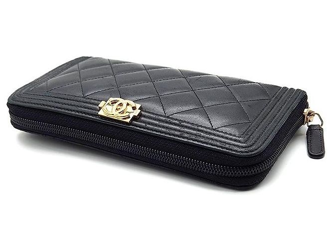 Chanel Portafoglio lungo Boy in agnello Nero - vista 5